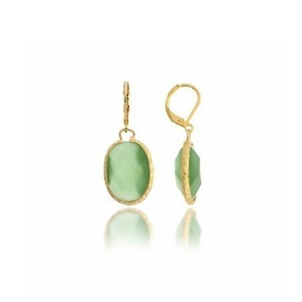 NWT Rivka Friedman 18k gold and green drop earrings